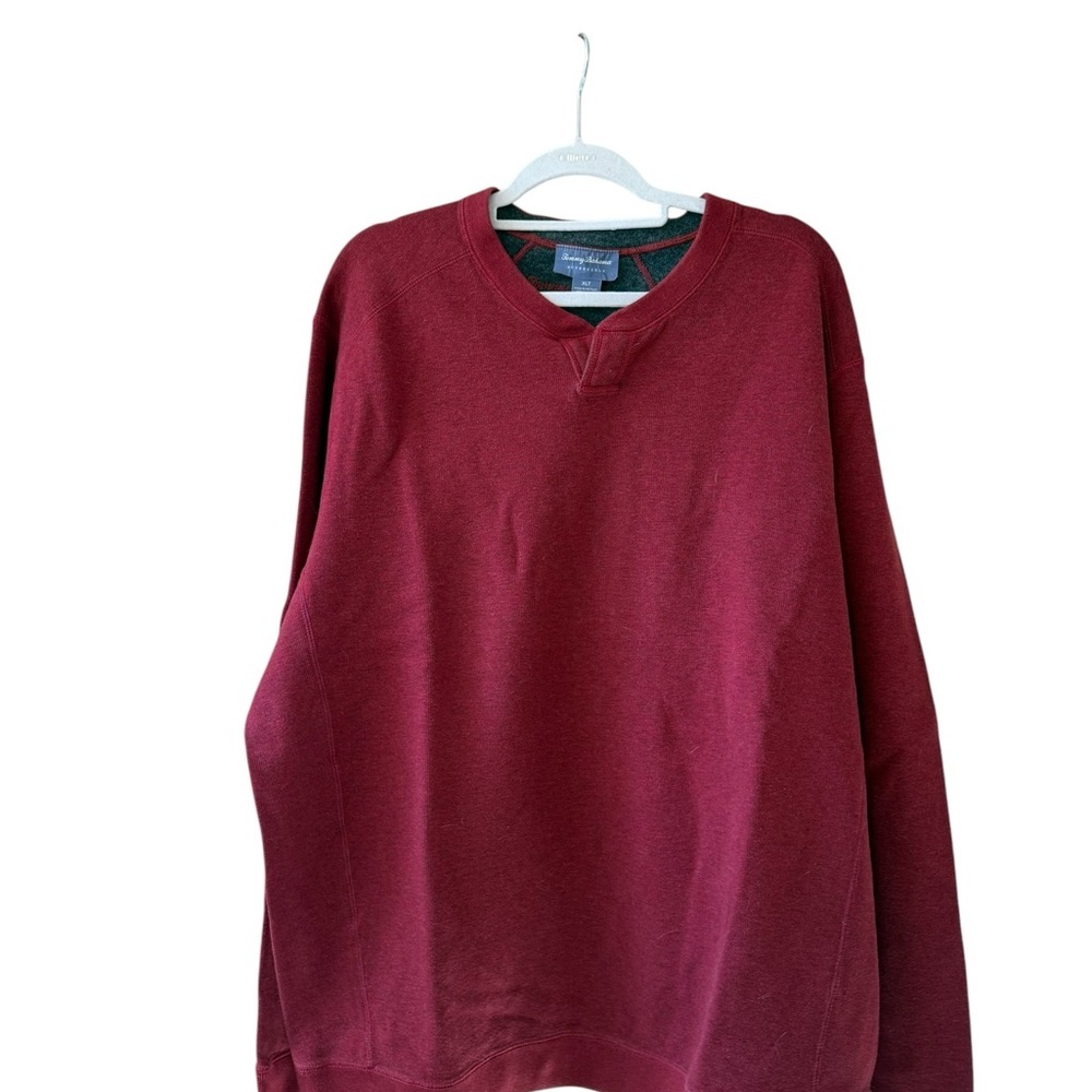 Tommy Bahama Reversible Crewneck Sweatshirt - Burgundy with Charcoal Trim